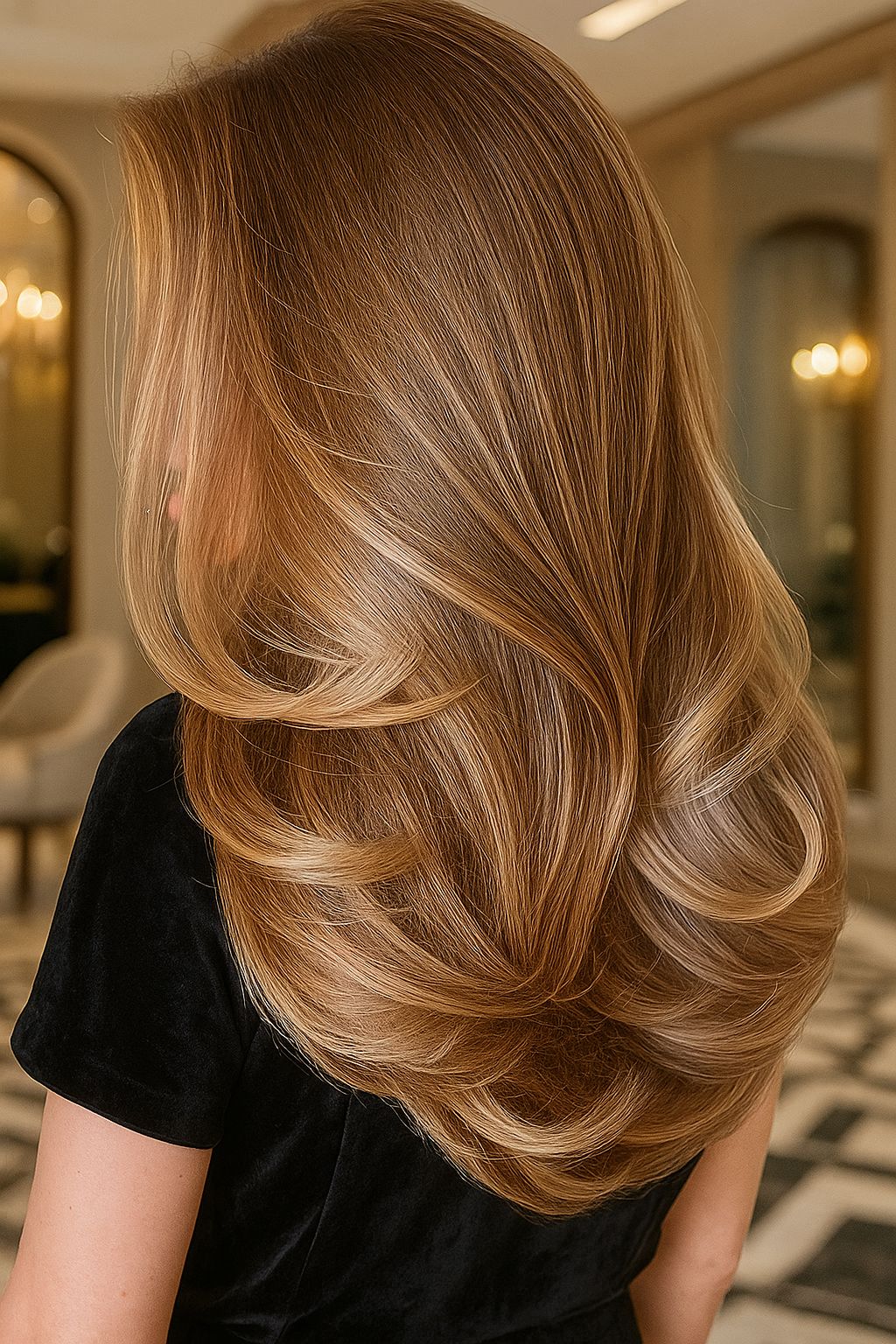 Balayage summer hairstyle with soft blonde highlights at IRIS Hair Salon in Ho Chi Minh City
